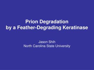 Prion Degradation by a Feather-Degrading Keratinase