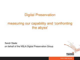 Digital Preservation measuring our capability and ‘confronting the abyss’