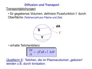 Diffusion und Transport Transportgleichungen
