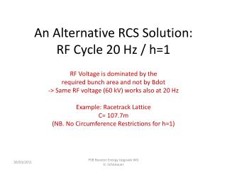 An Alternative RCS Solution: RF Cycle 20 Hz / h=1