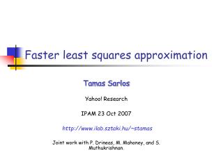 Faster least squares approximation