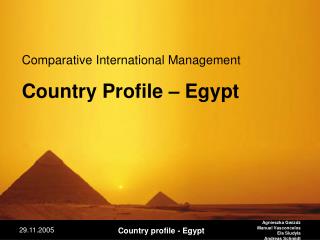 Comparative International Management Country Profile – Egypt