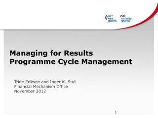 Managing for Results Programme Cycle Management