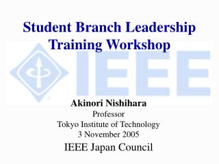 Student Branch Leadership Training Workshop