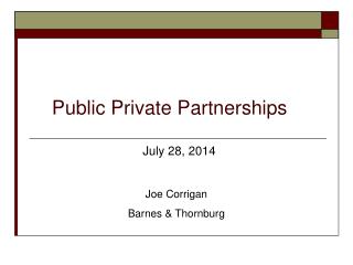 Public P rivate Partnerships