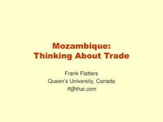 Mozambique: Thinking About Trade