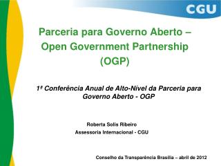Parceria para Governo Aberto – Open Government Partnership (OGP)