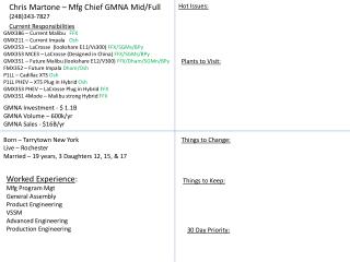 Chris Martone – Mfg Chief GMNA Mid/Full (248)343-7827