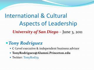 International &amp; Cultural Aspects of Leadership