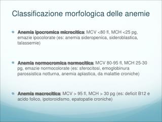 Classificazione morfologica delle anemie