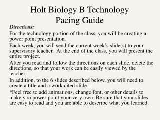 Holt Biology B Technology Pacing Guide