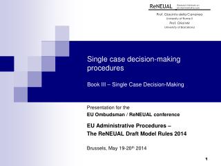 Single case decision-making procedures Book III – Single Case Decision -Making