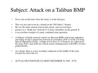 Subject: Attack on a Taliban BMP