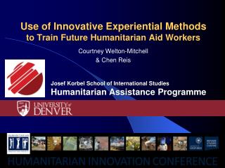 Use of Innovative Experiential Methods to Train Future Humanitarian Aid Workers