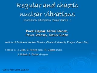 Regular and chaotic nuclear vibrations ( m onodromy, bifurcations, regular islands…)