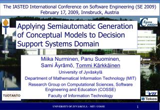 Applying Semiautomatic Generation of Conceptual Models to Decision Support Systems Domain