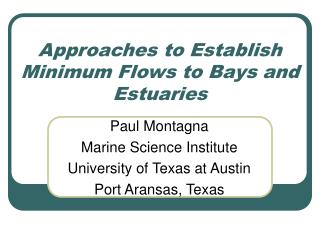 Approaches to Establish Minimum Flows to Bays and Estuaries