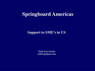 Support to SME’s in US