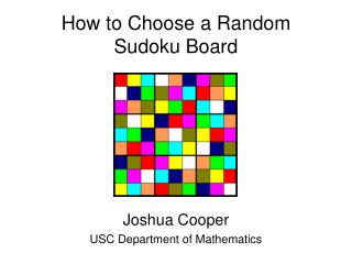 How to Choose a Random Sudoku Board