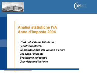 Analisi statistiche IVA Anno d’imposta 2004