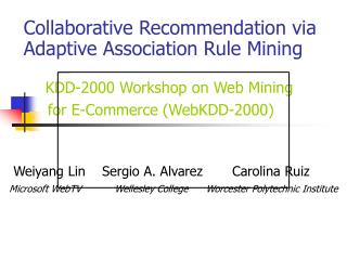 Collaborative Recommender Systems