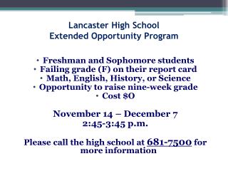 Lancaster High School Extended Opportunity Program
