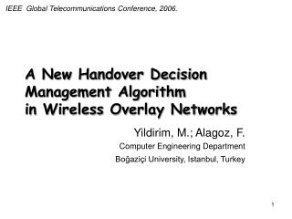 A New Handover Decision Management Algorithm in Wireless Overlay Networks
