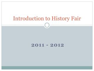 Introduction to History Fair