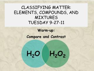 CLASSIFYING MATTER: ELEMENTS, COMPOUNDS, AND MIXTURES TUESDAY 9-27-11