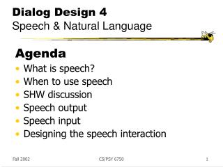 Dialog Design 4 Speech &amp; Natural Language