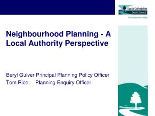 Neighbourhood Planning - A Local Authority Perspective