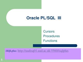 Oracle PL/SQL III