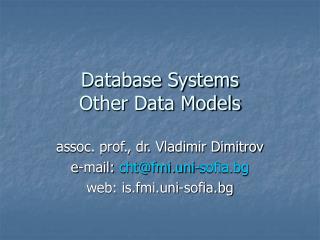 Database Systems Other Data Models