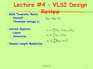 Lecture #4 – VLSI Design Review