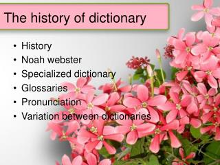 The history of dictionary