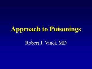 Approach to Poisonings