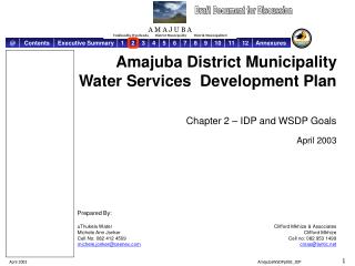 Amajuba District Municipality Water Services Development Plan Chapter 2 – IDP and WSDP Goals