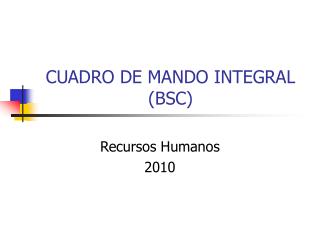 CUADRO DE MANDO INTEGRAL (BSC)