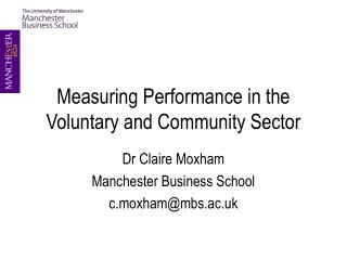 Measuring Performance in the Voluntary and Community Sector