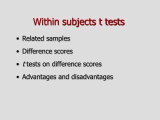 Within subjects t tests
