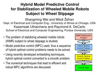 The problem of stabilizing wheeled mobile robots (WMR) subject to wheel slippage is studied.