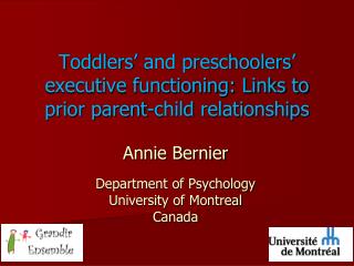 Toddlers’ and preschoolers’ executive functioning: Links to prior parent- child relationships