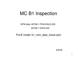 MC B1 Inspection