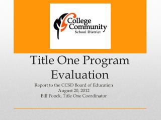 Title One Program Evaluation