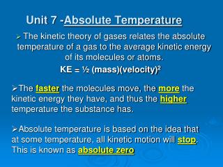 Unit 7 - Absolute Temperature