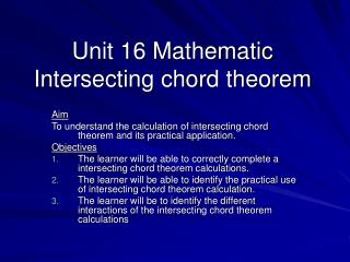 Unit 16 Mathematic Intersecting chord theorem