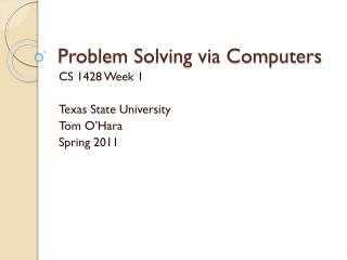 Problem Solving via Computers