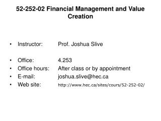 52-252-02 Financial Management and Value Creation