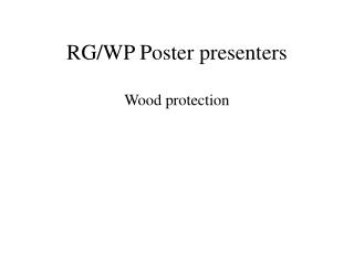 RG/WP Poster presenters