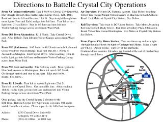 Directions to Battelle Crystal City Operations